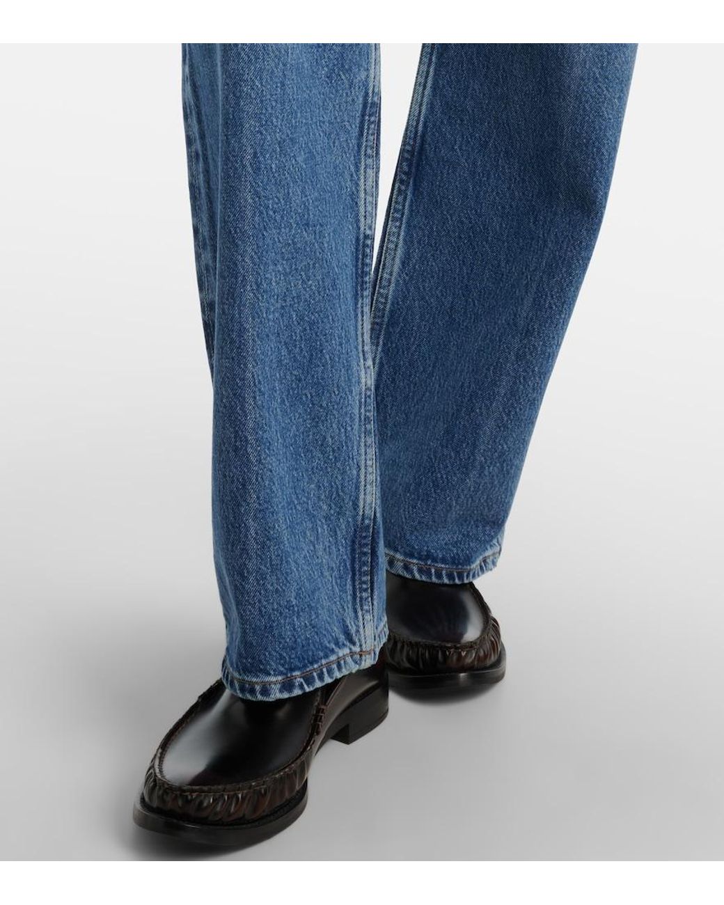 Agolde Blue Low Rise Loose Straight Jeans