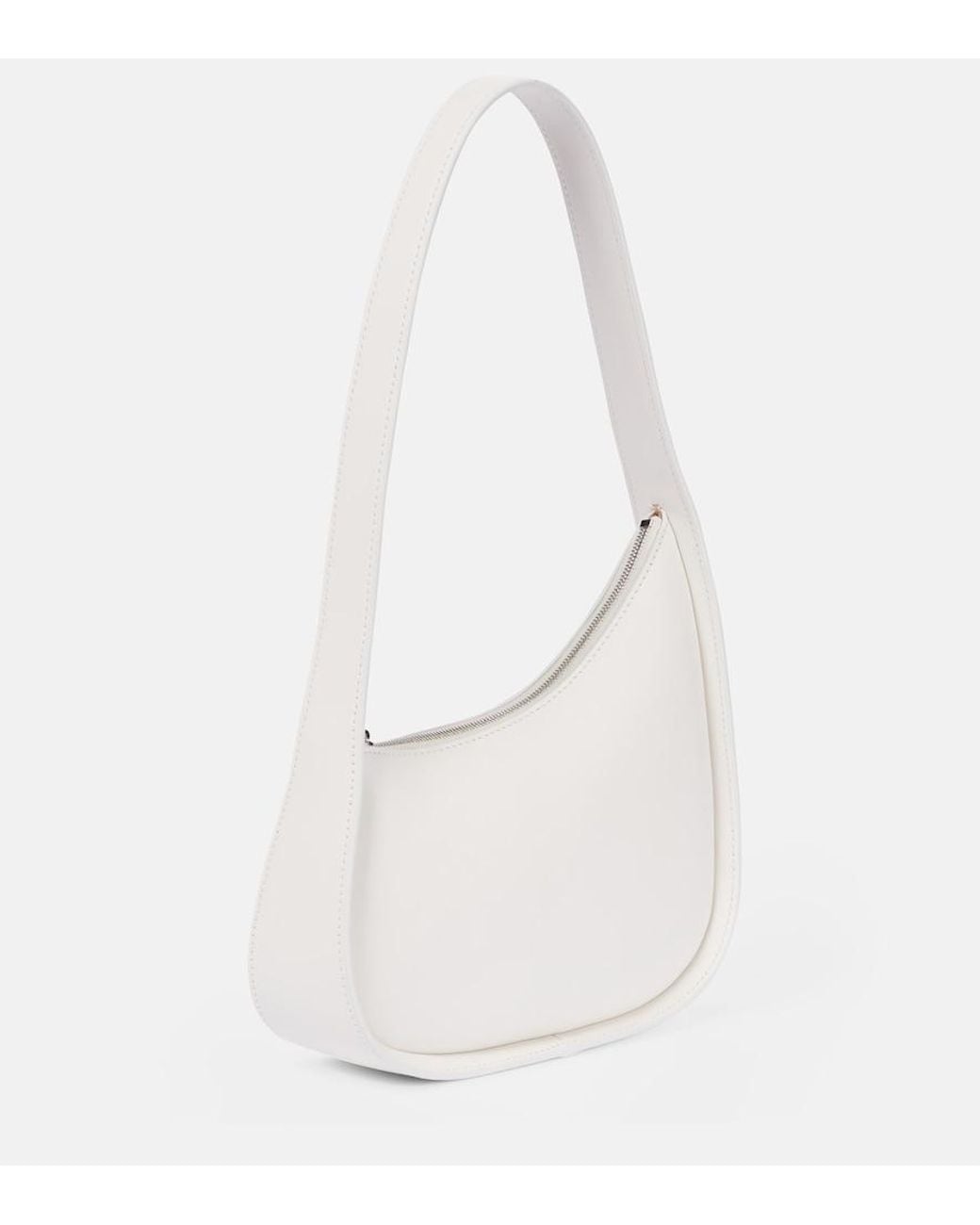 The Row White Schultertasche Half Moon Aus Leder