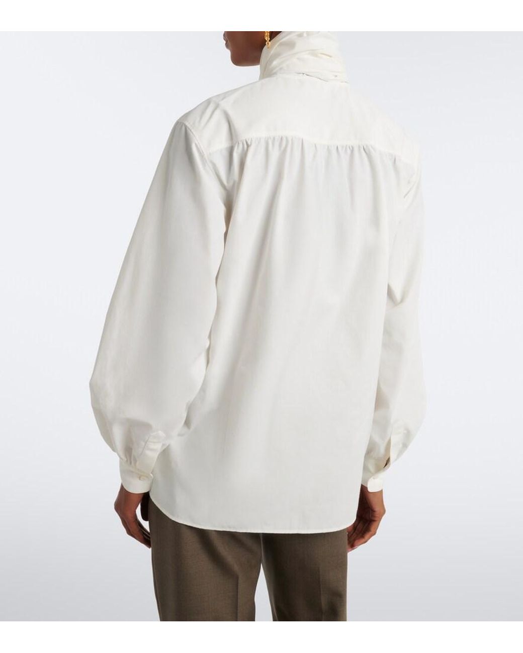 Ralph Lauren White Scarf-Detail Blouse