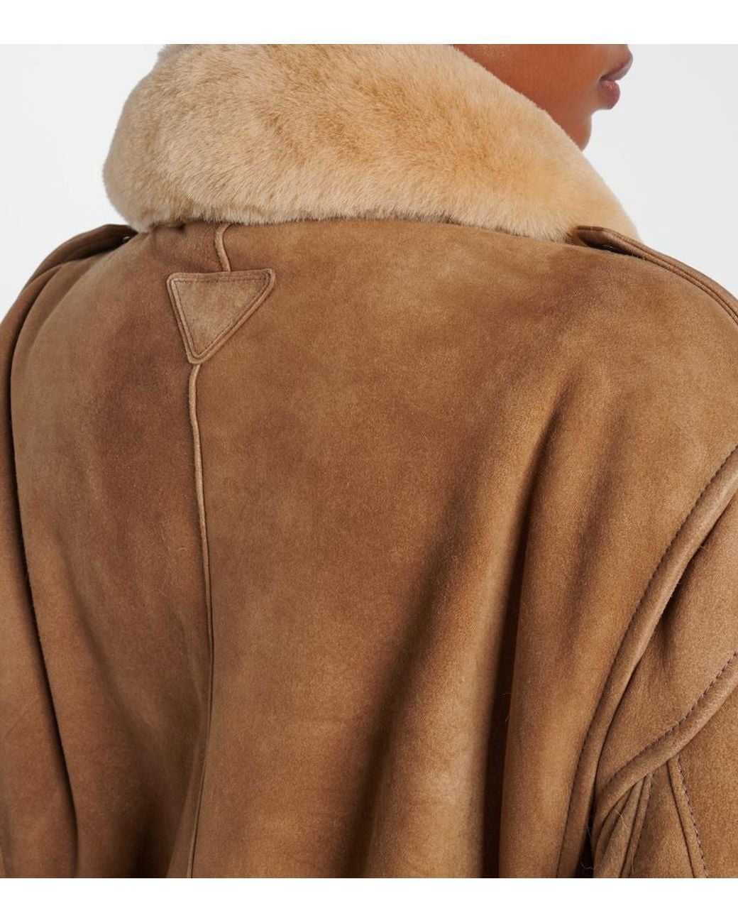 Prada Brown Shearling-Trimmed Suede Jacket
