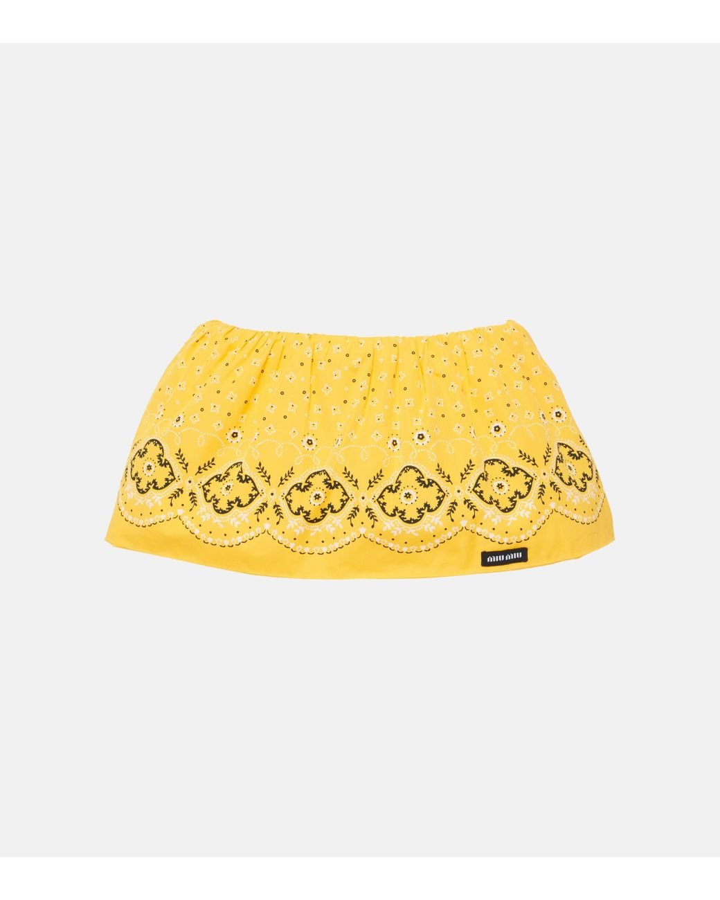 Miu Miu Bandana Low-Rise Cotton Miniskirt in Yellow | Lyst UK