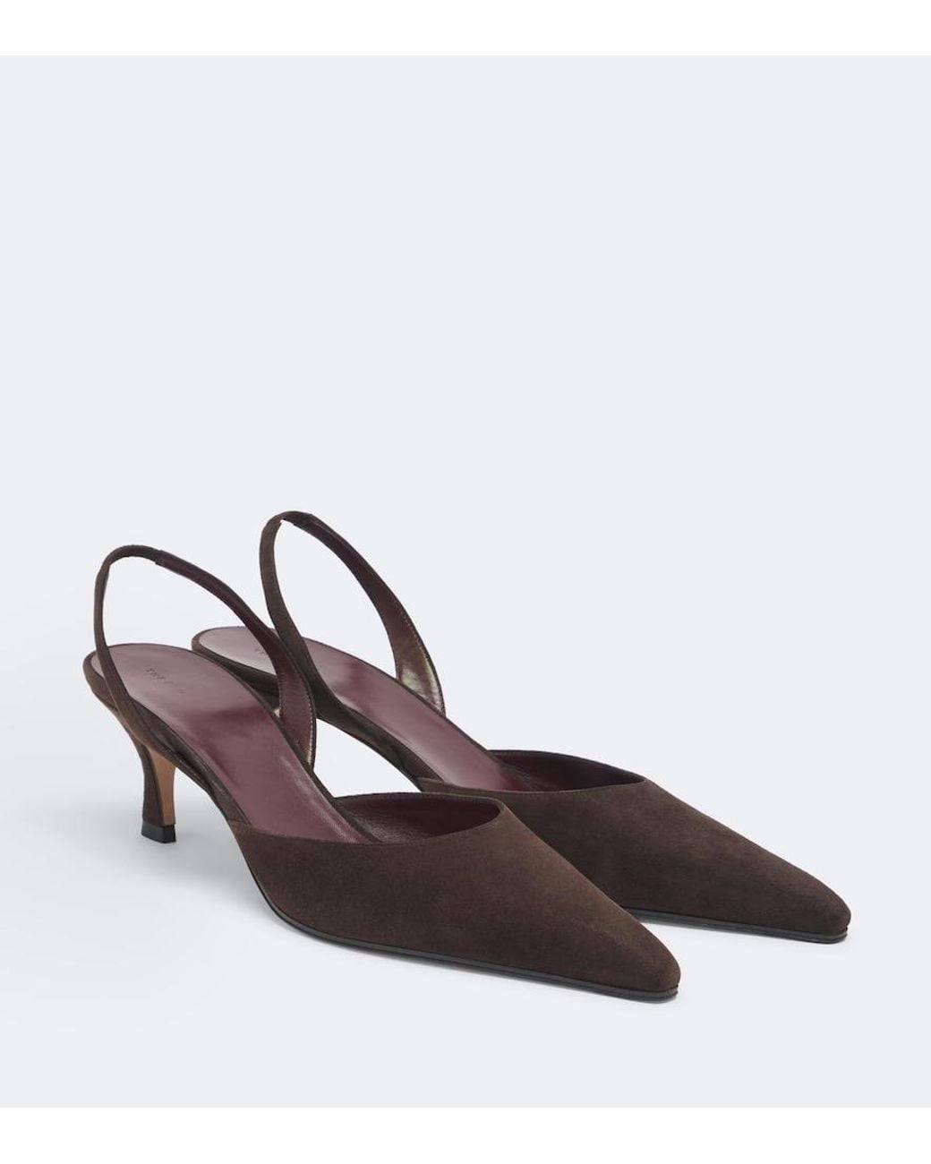 The Row Brown Inez Suede Slingback Pumps