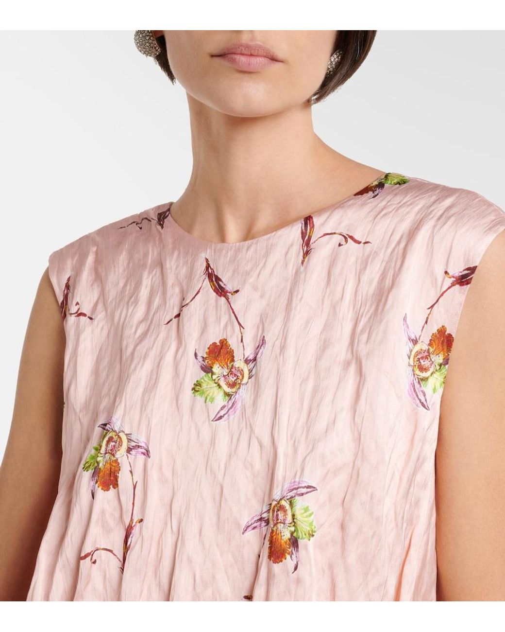 Emilia Wickstead Pink Meave Floral Satin Minidress