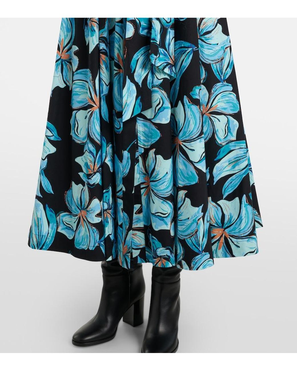 Diane von Furstenberg Blue Blaine Floral Cotton Maxi Dress