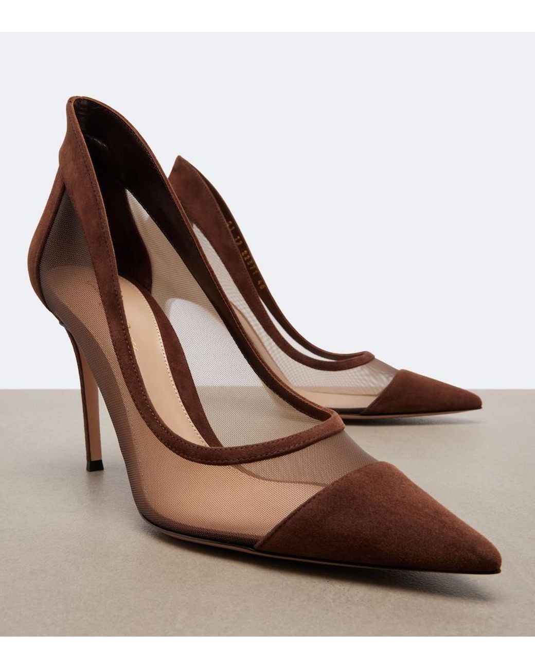 Gianvito Rossi Brown Leather-Trimmed Pumps