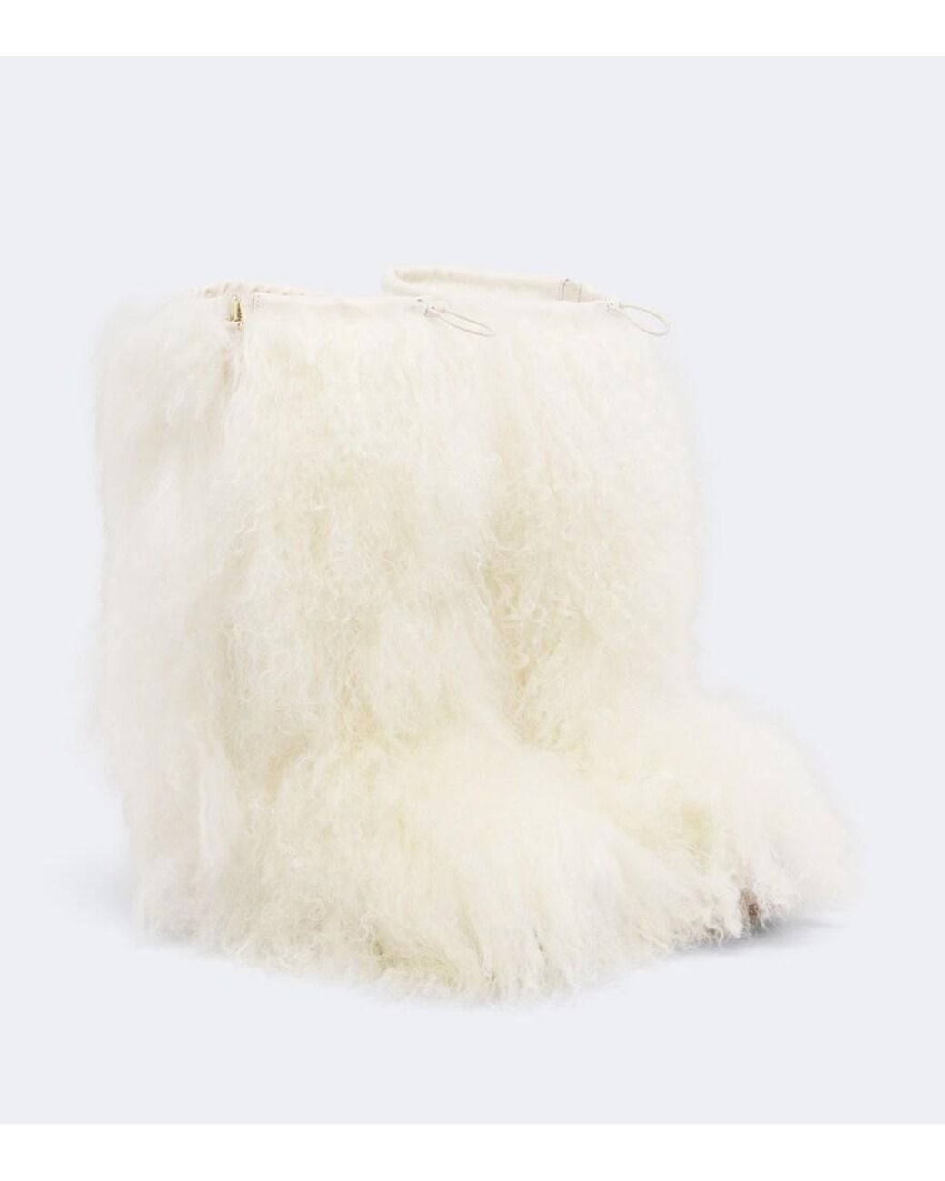 Yves Salomon White Leather-Trimmed Shearling Mid-Calf Boots
