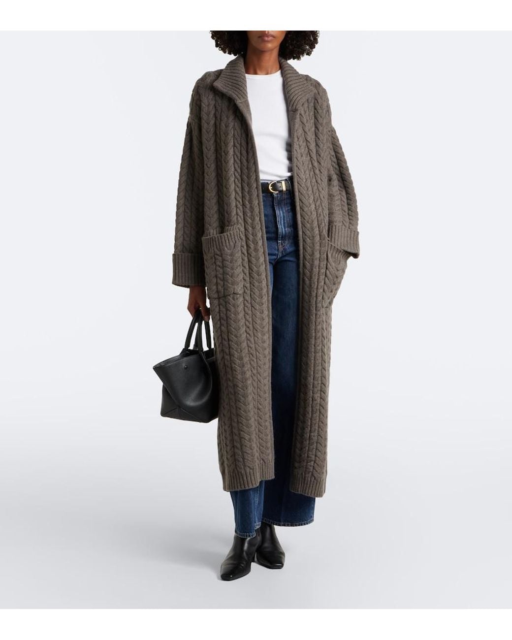 arch4 Brown Bond Street Cable-Knit Cashmere Long Cardigan