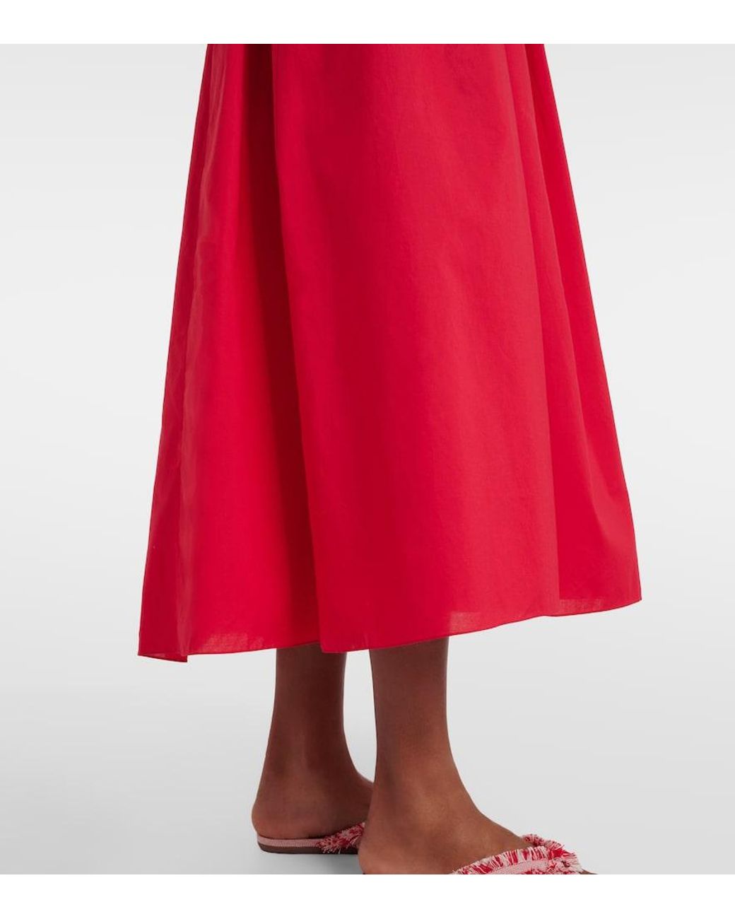 Faithfull The Brand Red Prali Cotton Midi Dress