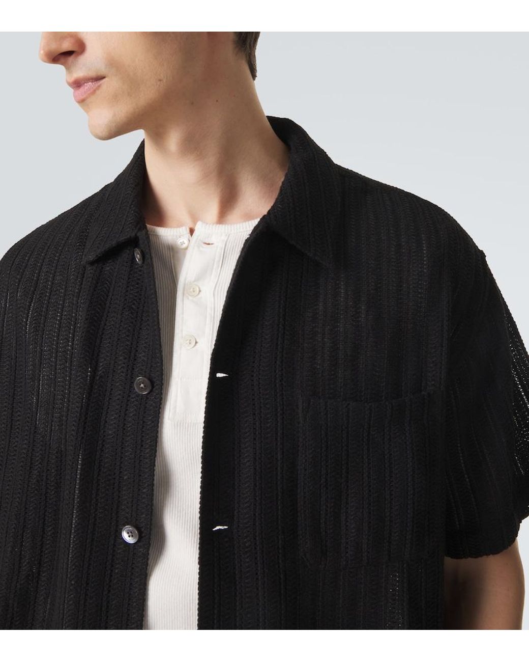FRAME Black Crochet Shirt for men