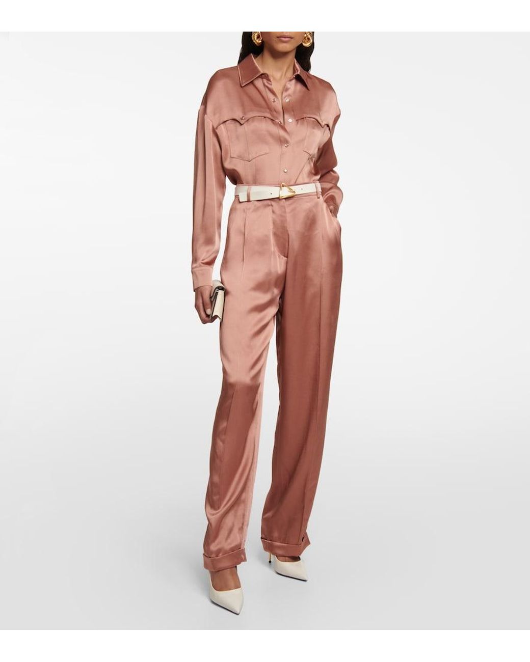 Tom Ford Red High-rise Straight Pants