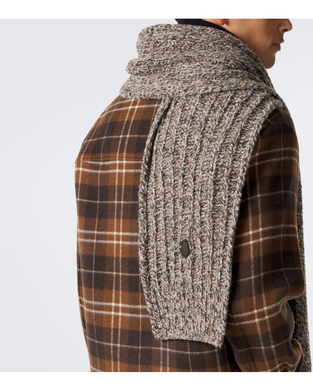 Moncler Brown Wool-Blend Tweed Scarf for men
