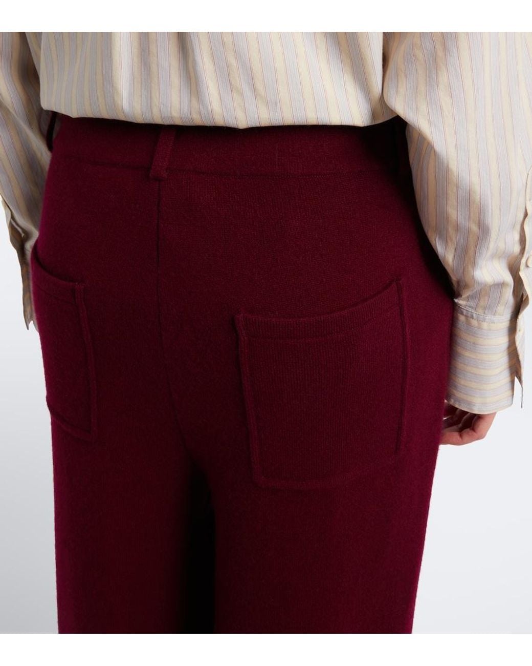 Lisa Yang Red Veda Cashmere Barrel-Leg Pants