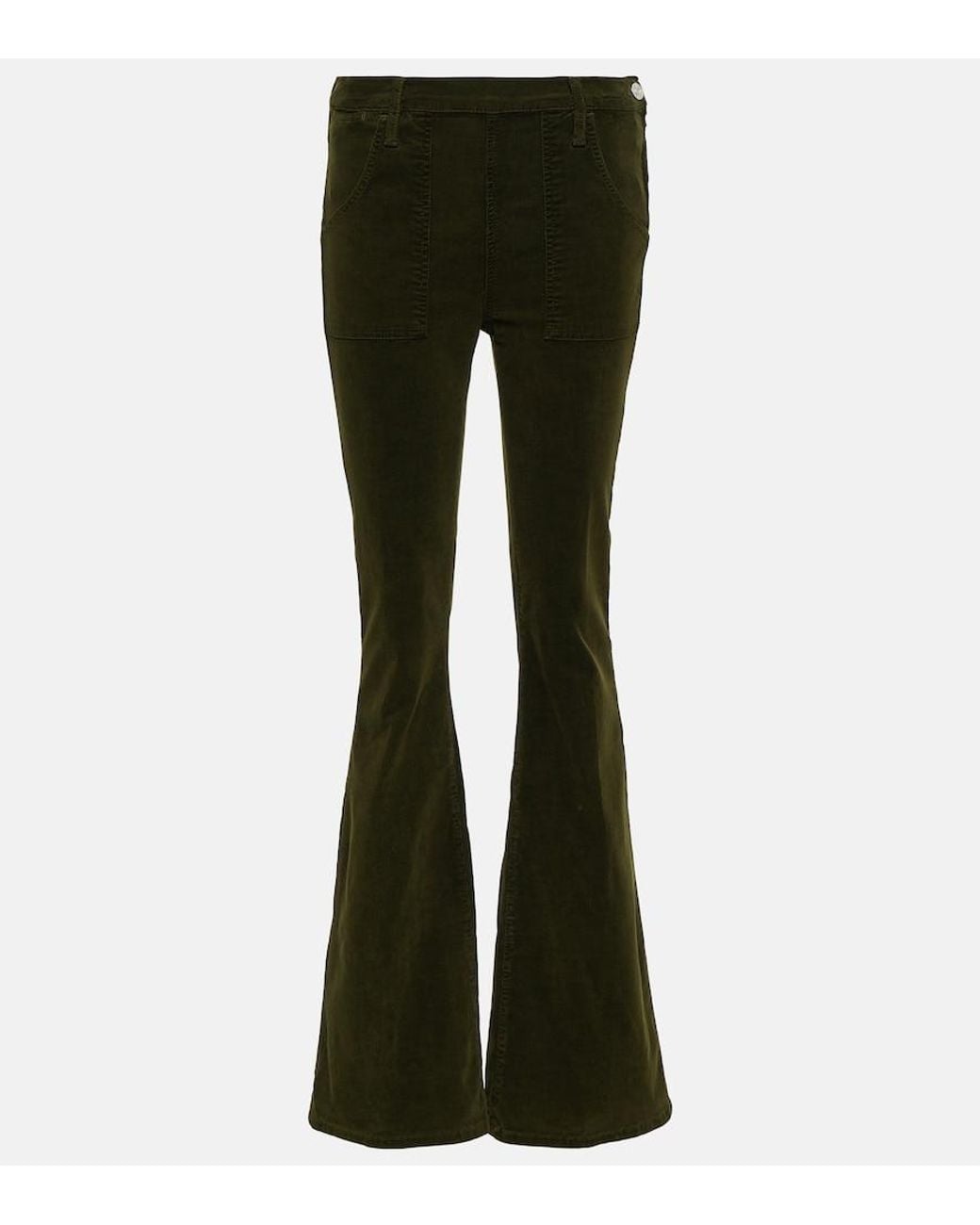 FRAME Black Le Slim Palazzo High-Rise Corduroy Flared Pants