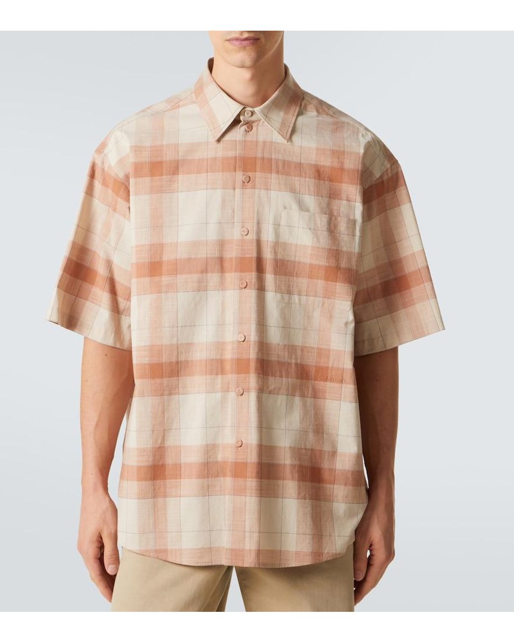 Calvin Klein Pink Tommy Checked Oversized Cotton Bowling Shirt for men