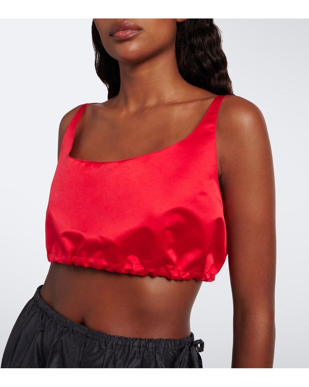Prada Red Silk Duchesse Crop Top