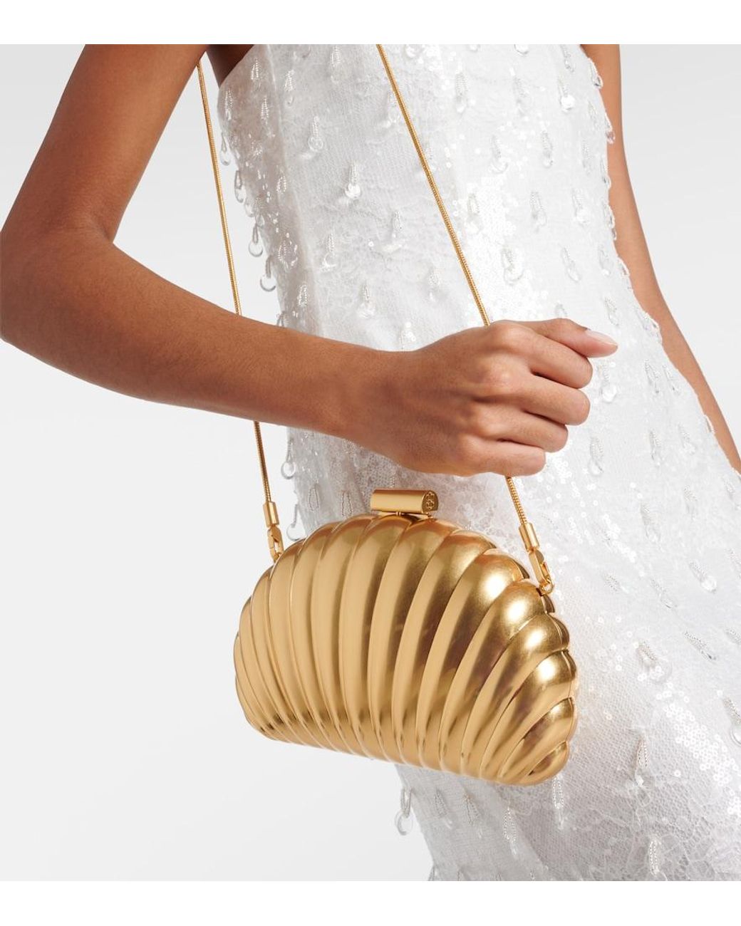 Jonathan Simkhai Metallic Monet Shell Clutch
