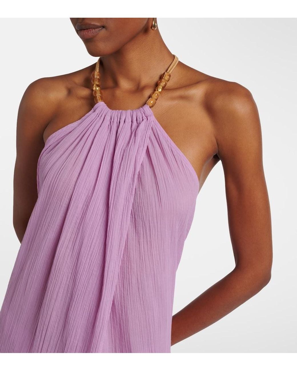 ViX Purple Cloe Beaded Cotton Beach Cover-Up