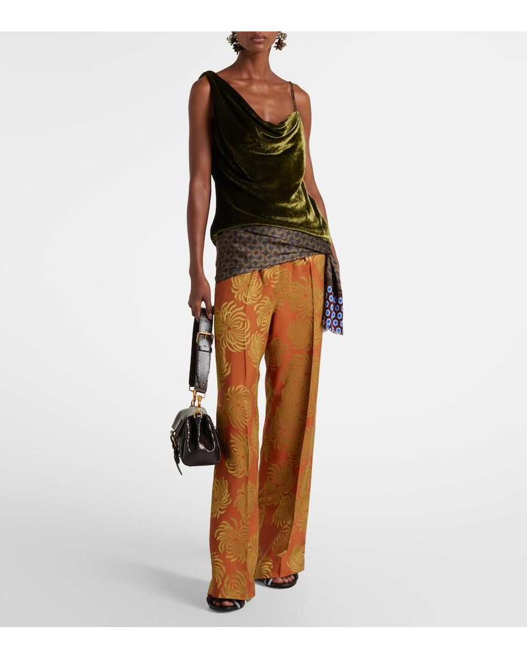 Dries Van Noten Black Draped Velvet Top