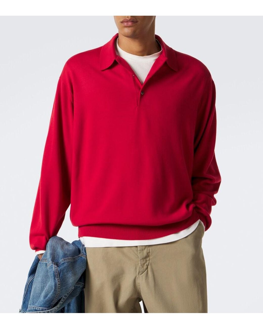 A.PRESSE Red Wool Polo Sweater for men