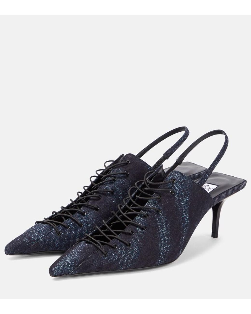 Jimmy Choo Blue 'X Jean Paul Gaultier Corset Slingback Pumps