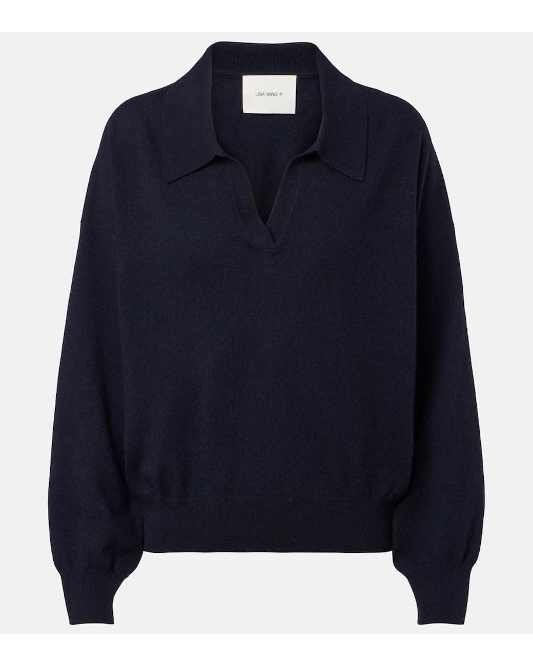 Lisa Yang Blue Katriel Cashmere Polo Sweater