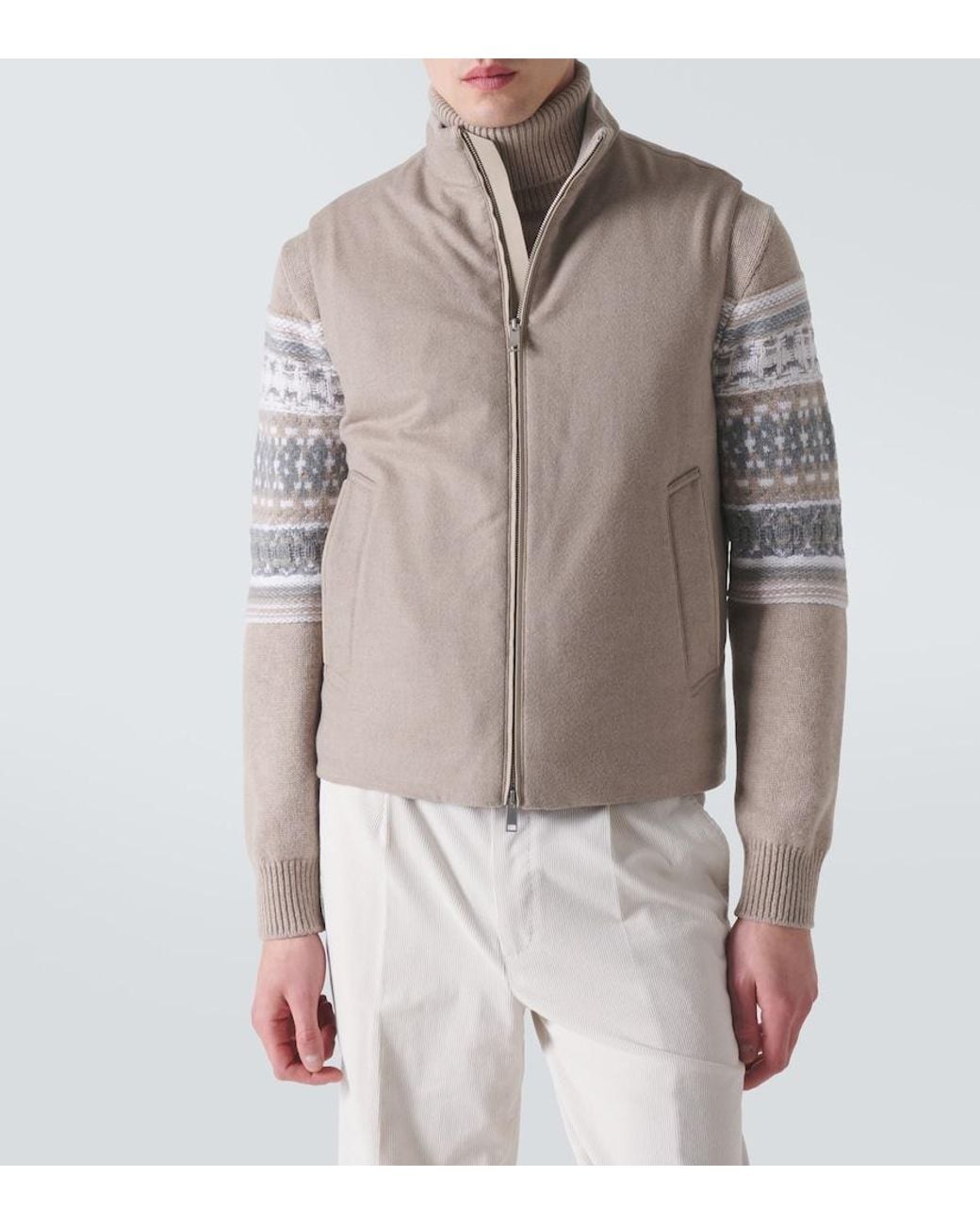 Zegna Gray Cashmere Down Vest for men