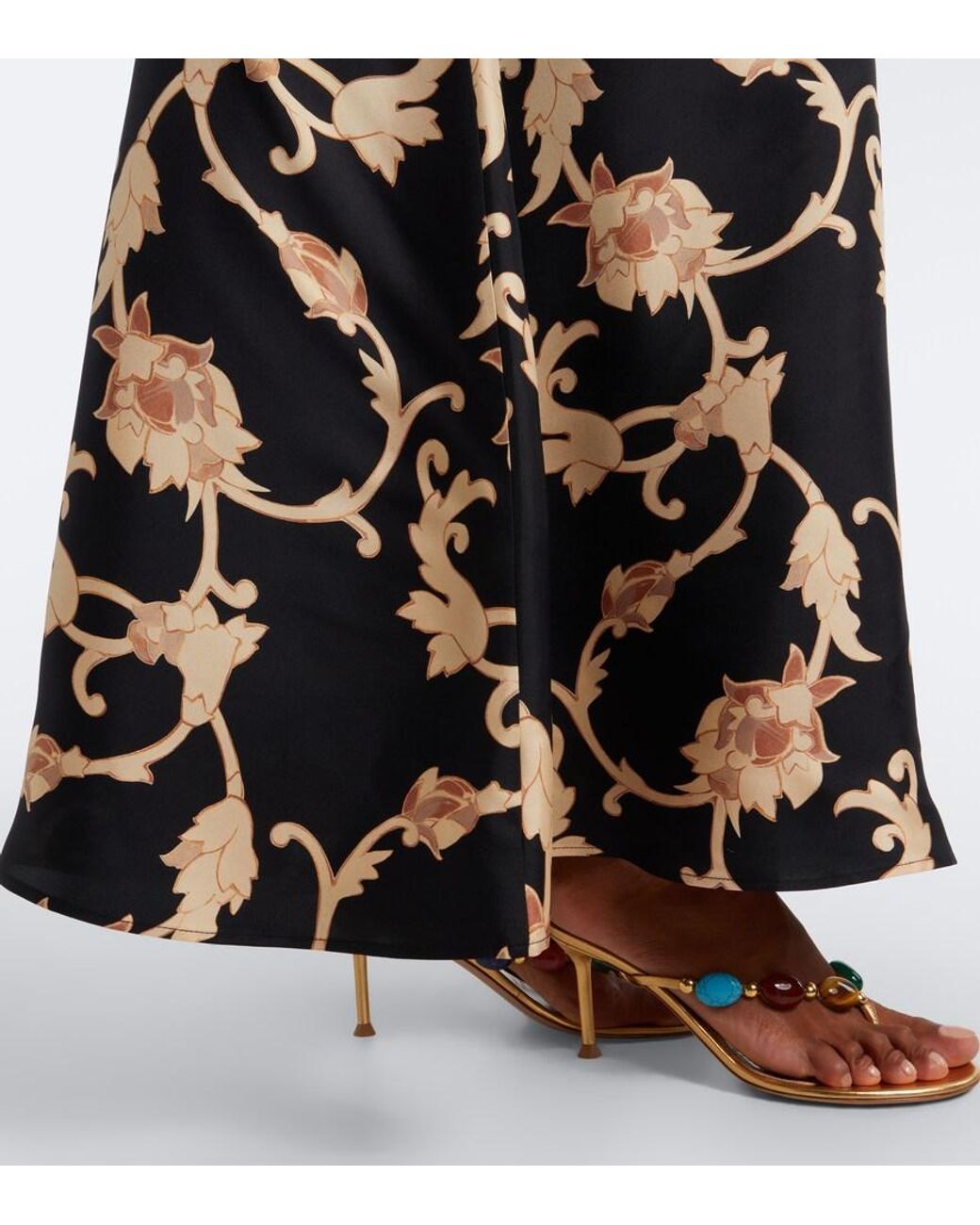 LaDoubleJ Black Belle Printed Silk Twill Kaftan