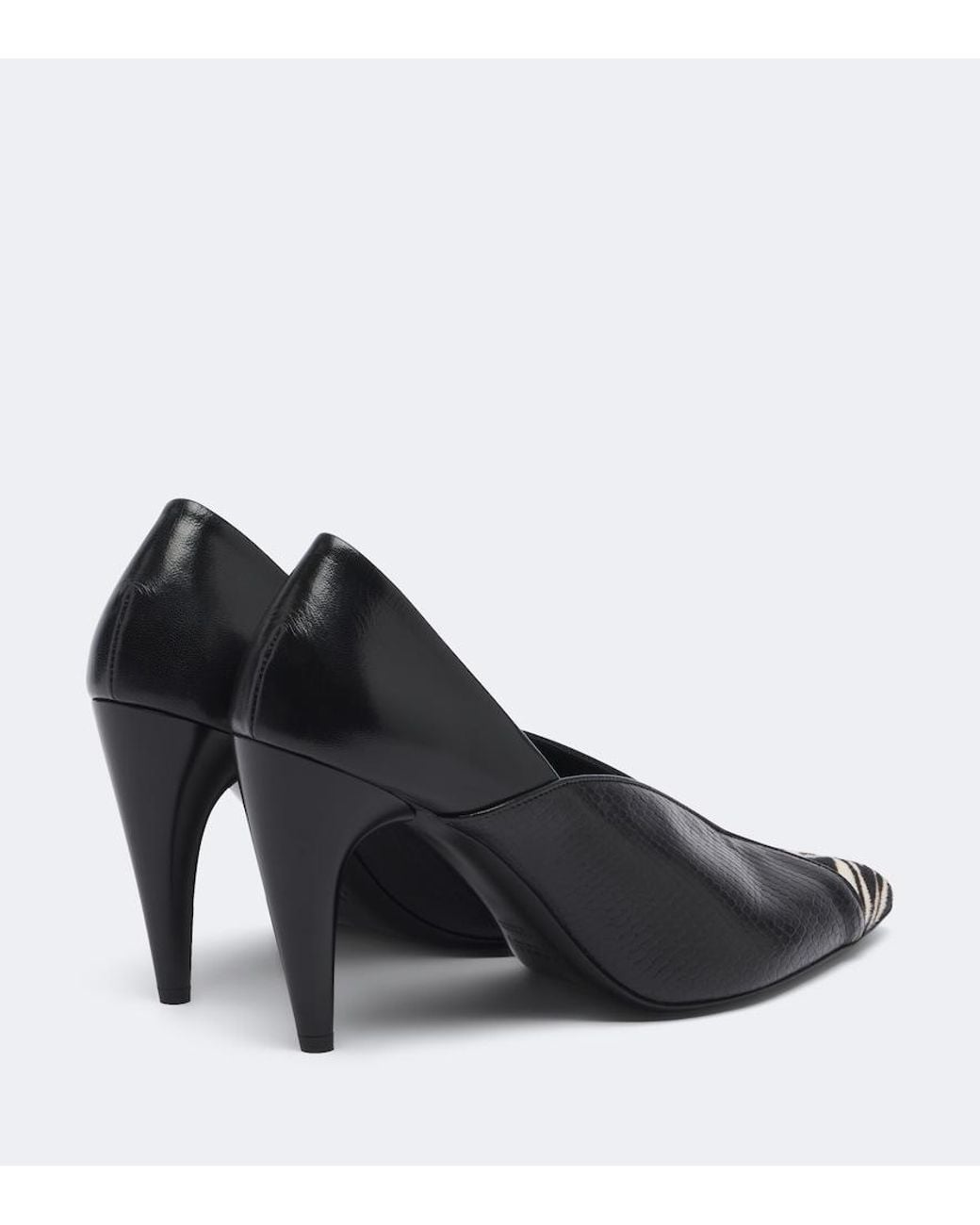 Isabel Marant Black Luza Calf Hair-Trimmed Snake-Effect Leather Pumps