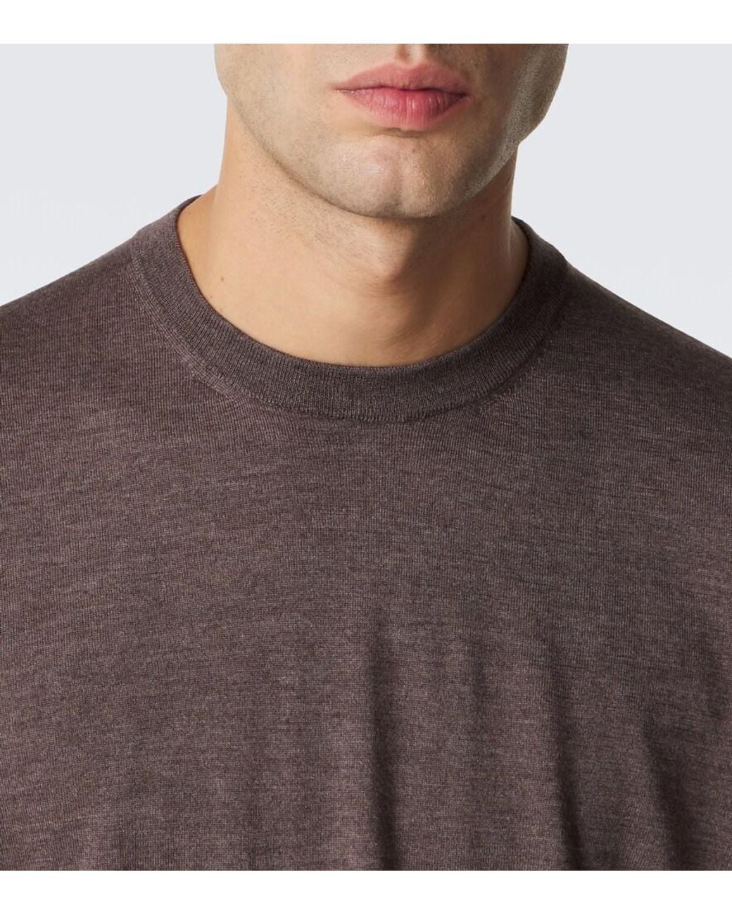 Thom Sweeney Brown Cashmere And Silk Sweater for men