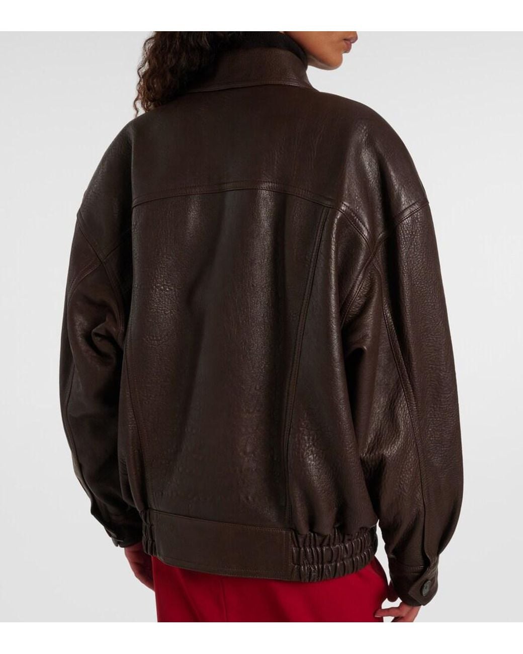 Saint Laurent Brown Leather Bomber Jacket