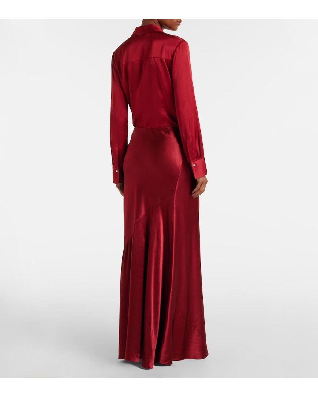 Vince Red Satin Maxi Skirt
