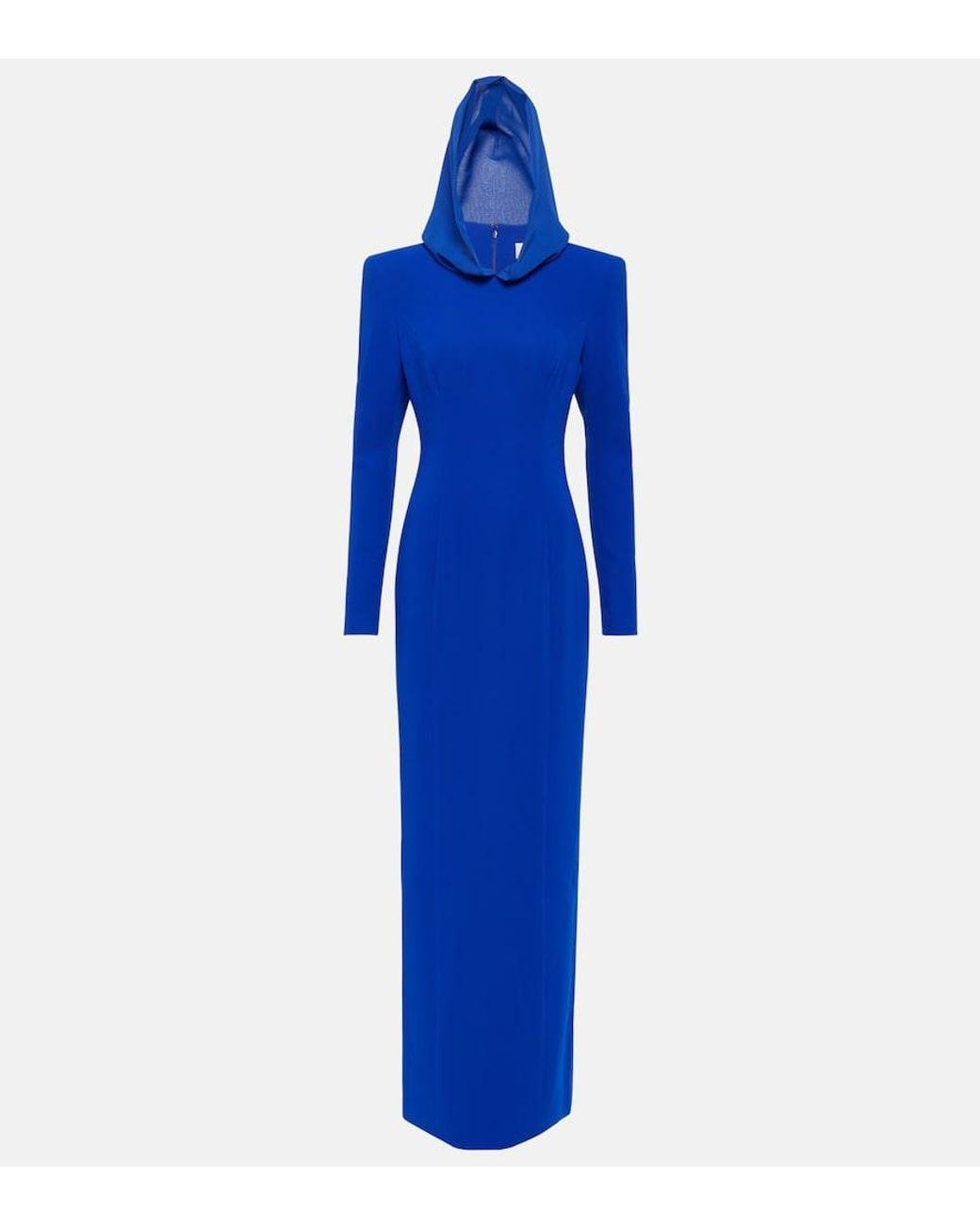 Monot Blue Hooded Crepe Maxi Dress