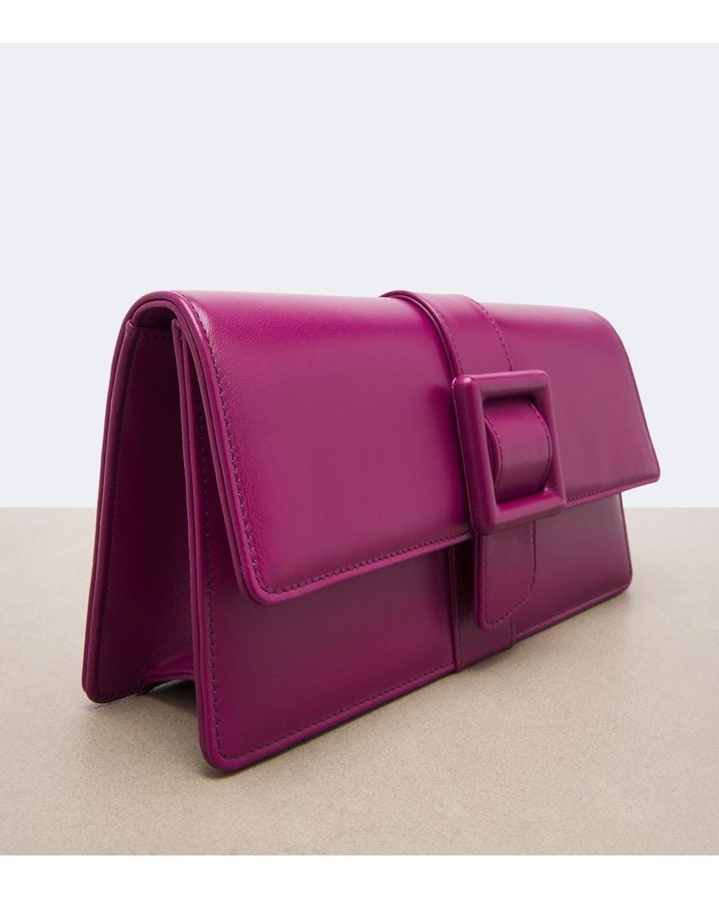 Manolo Blahnik Purple Maycap Leather Clutch