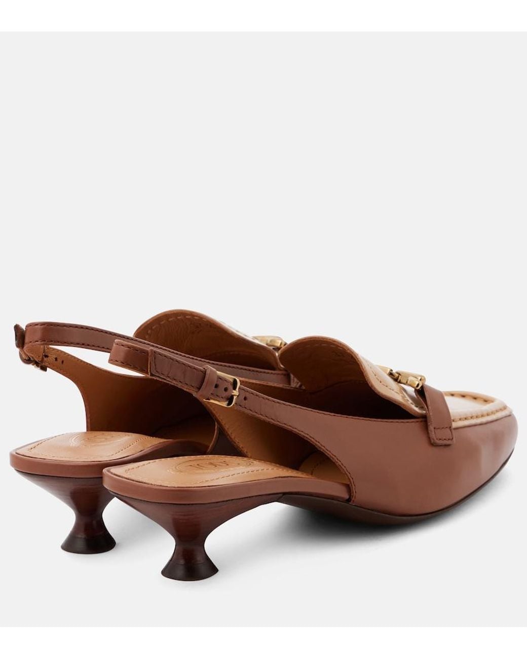 Tod's Brown 35 Leather Slingback Pumps