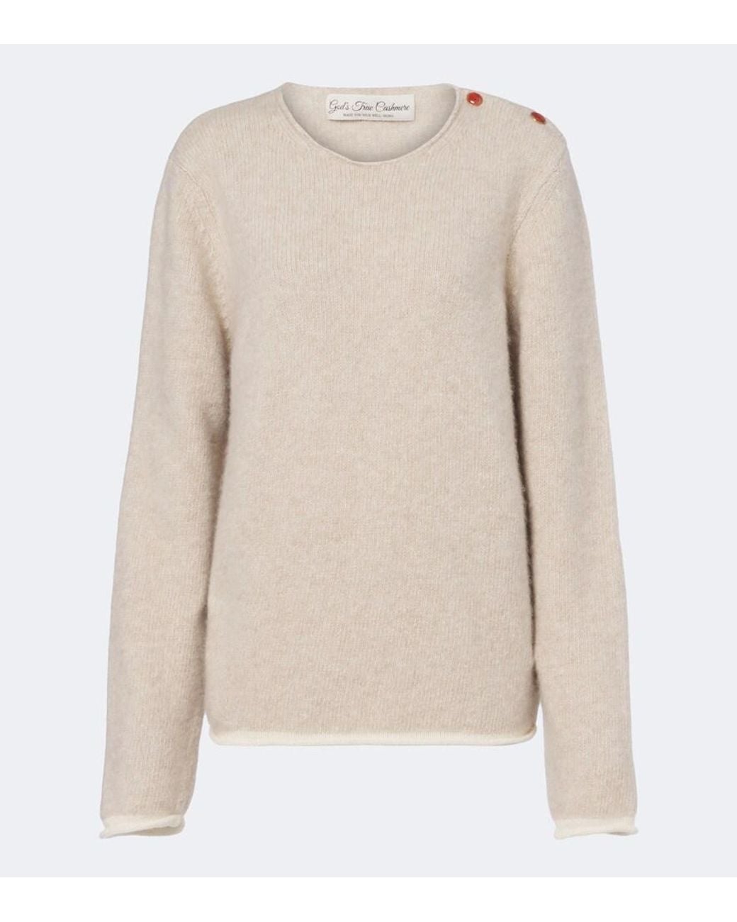 God's True Cashmere Natural Sand Cashmere Sweater With Carnelians