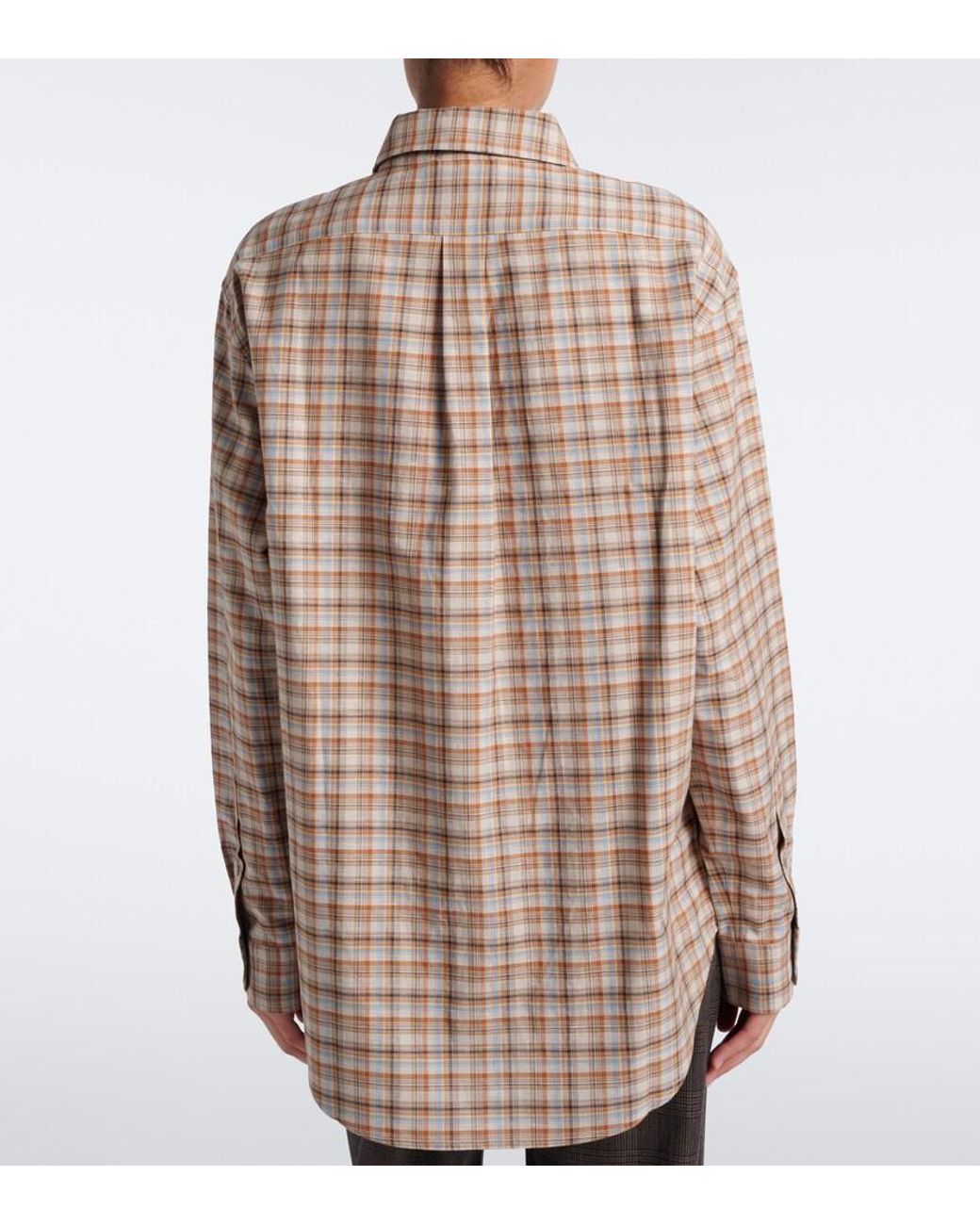 Acne Brown Checked Cotton And Linen Shirt