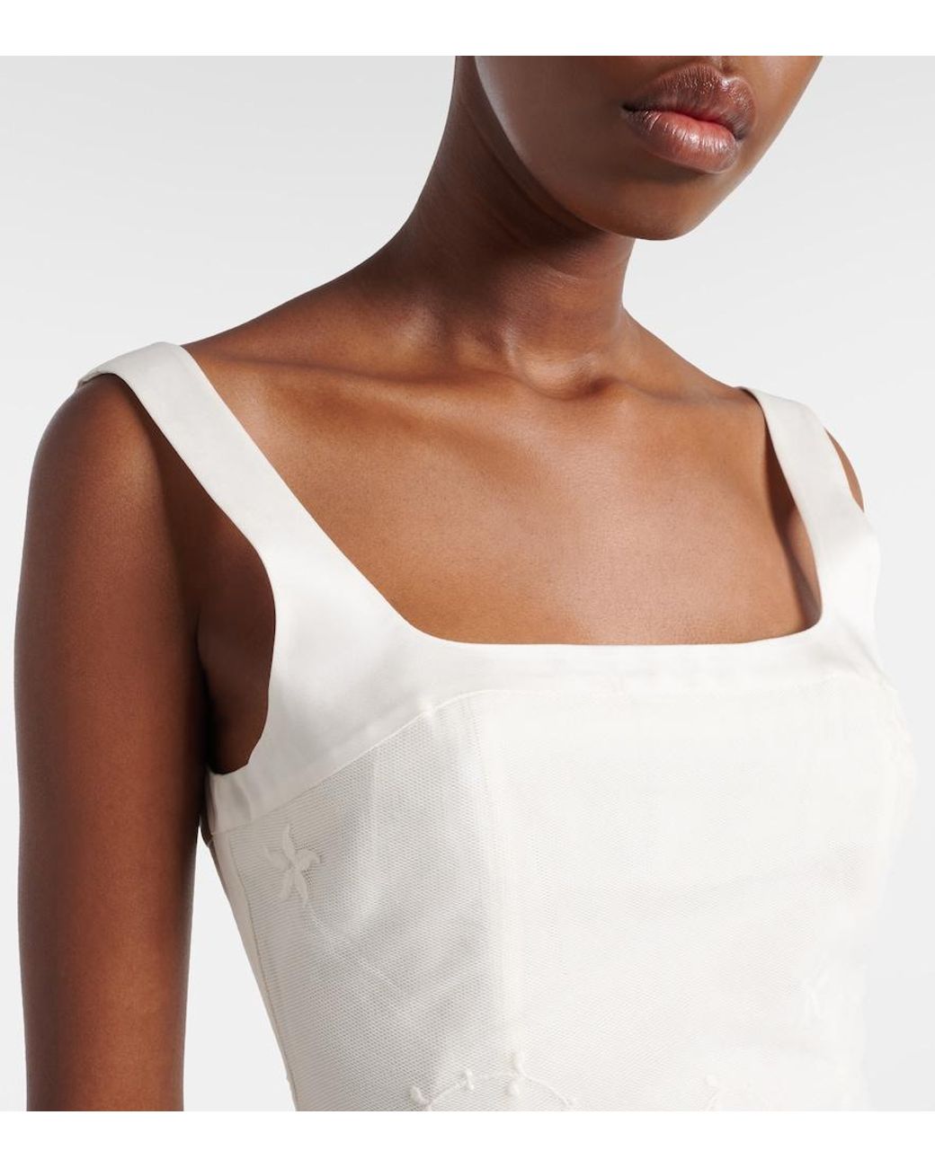 Posse White Cove Embroidered Tulle Top