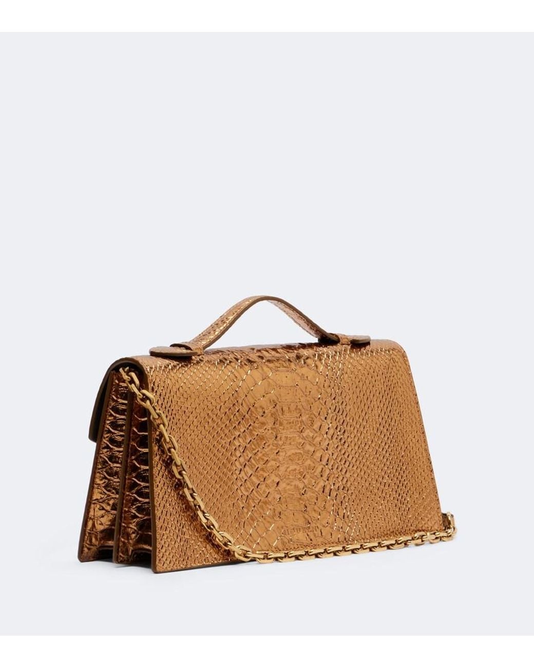 McQueen Brown Skull Snake-Effect Leather Top-Handle Bag