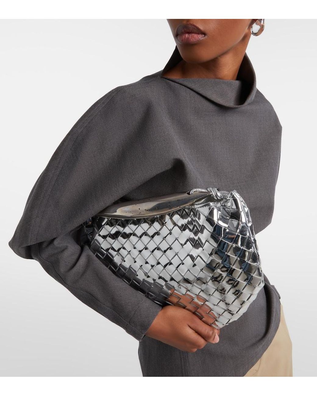 Bottega Veneta Metallic Sardine Intrecciato Mirrored Leather Tote Bag