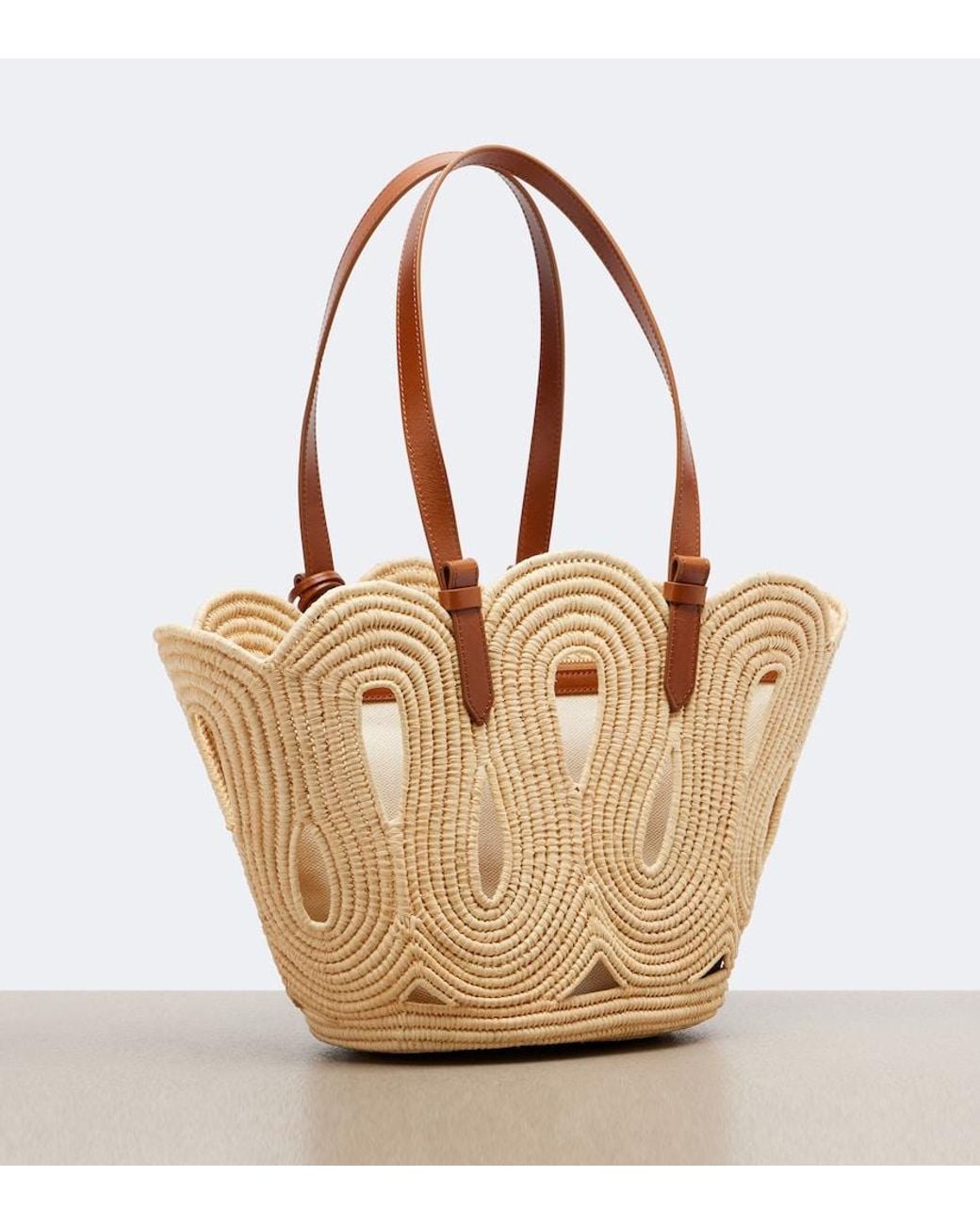 Aquazzura Natural Artiste Medium Raffia Tote Bag