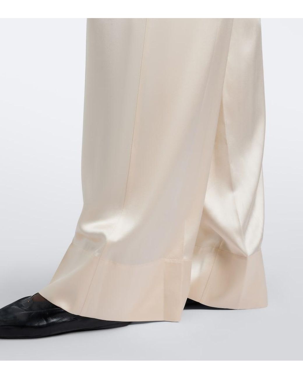 Joseph White Dijon Silk Satin Wide-Leg Pants