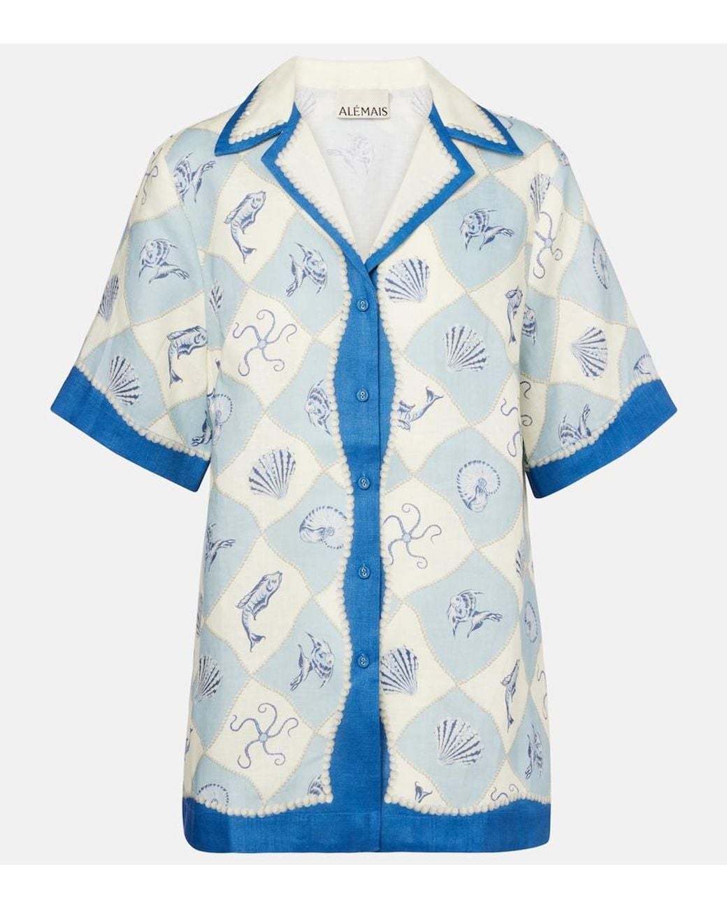 ALÉMAIS Blue Pia Printed Linen Shirt