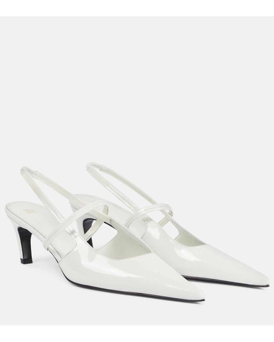 Totême White Sharp 50 Patent Leather Slingback Pumps