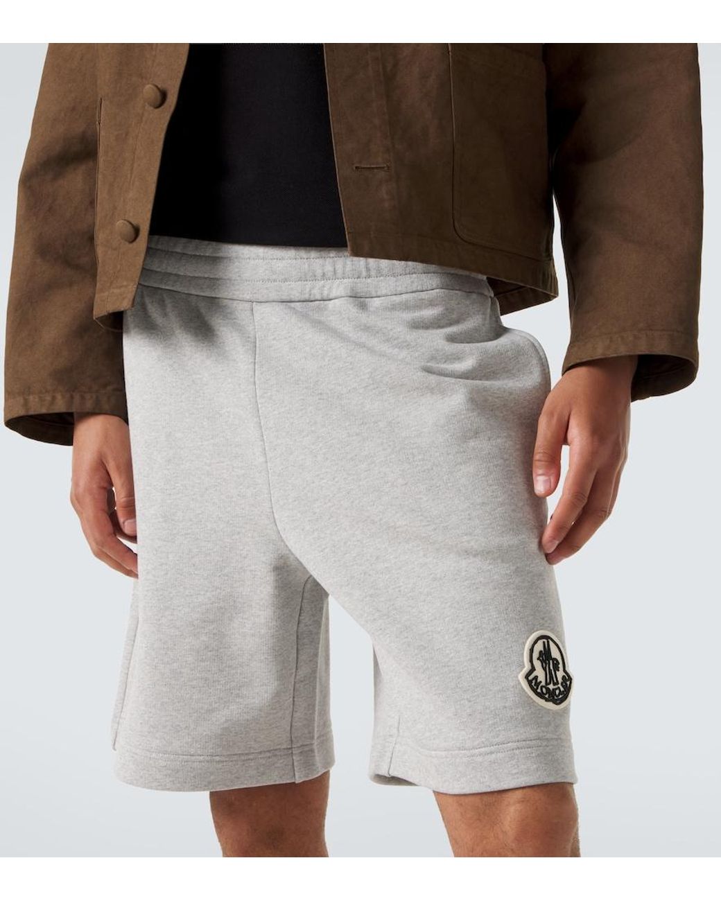 Moncler White Cotton Jersey Bermuda Shorts for men