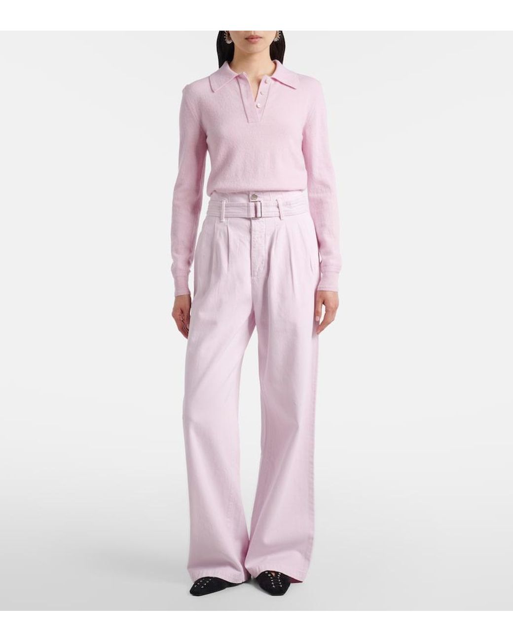 Agolde Pink X Maria Mcmanus Belted Wide-Leg Jeans
