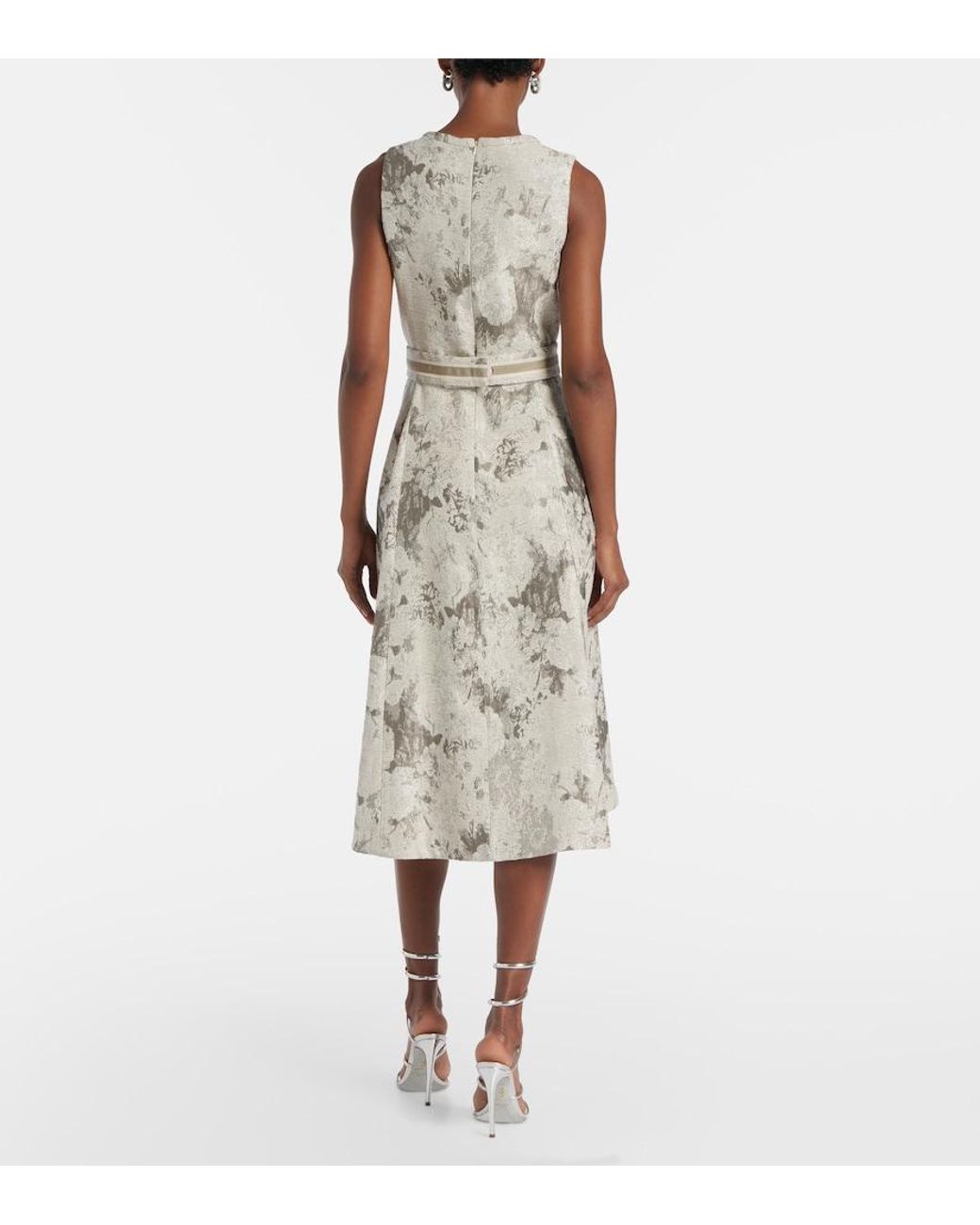 Max Mara Natural Cotton-Blend Jacquard Midi Dress
