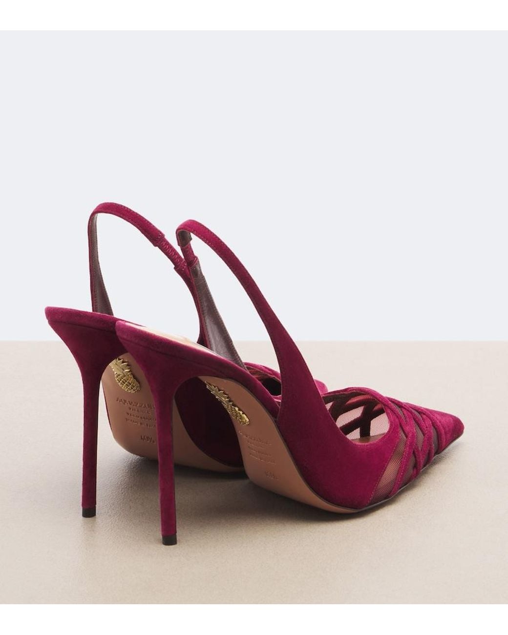 Aquazzura Pink Perfect Match Suede Slingback Pumps