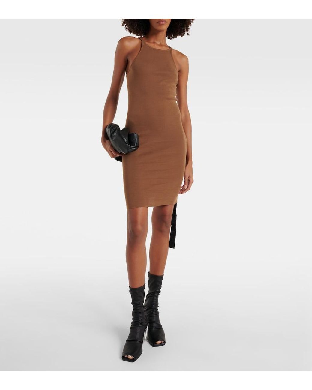 Rick Owens Brown Cotton Minidress