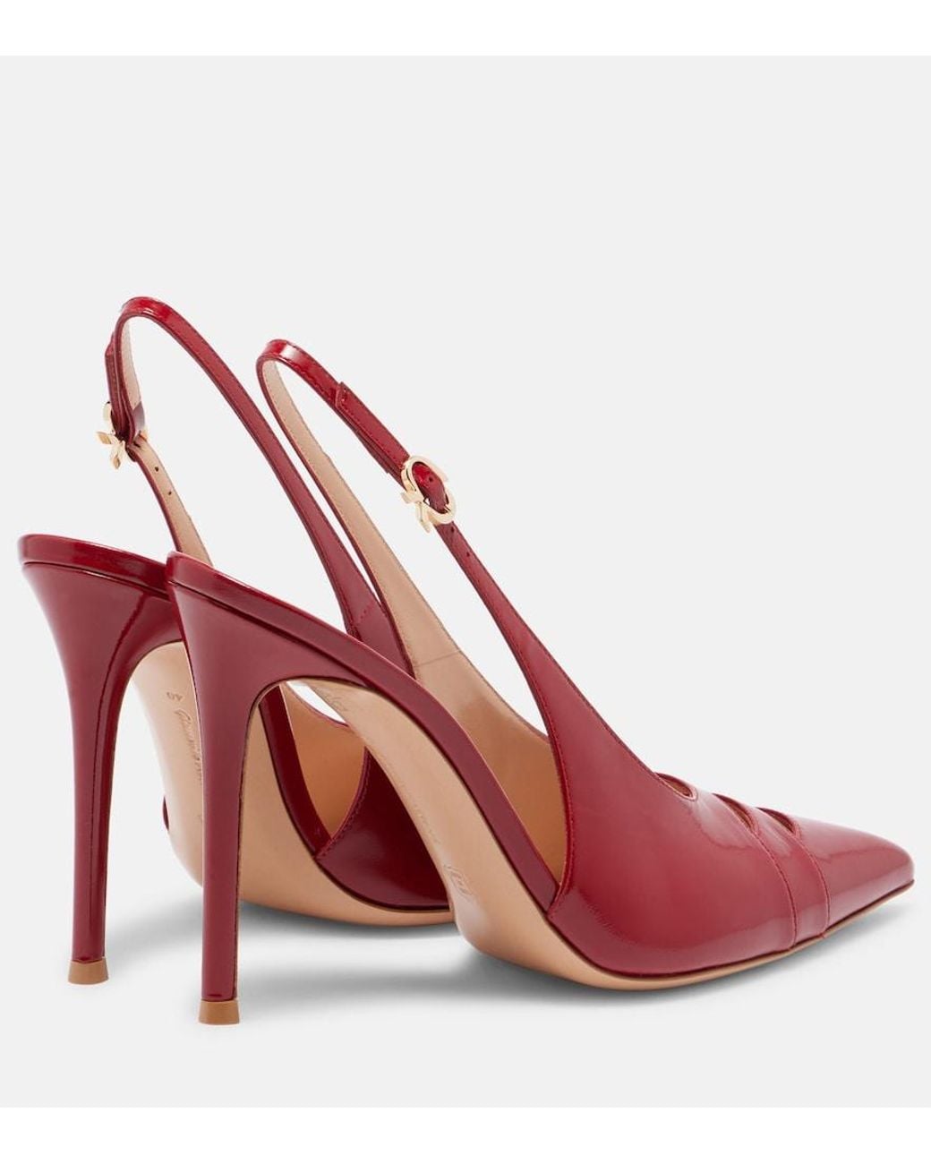 Gianvito Rossi Red 105 Patent Leather Slingback Pumps