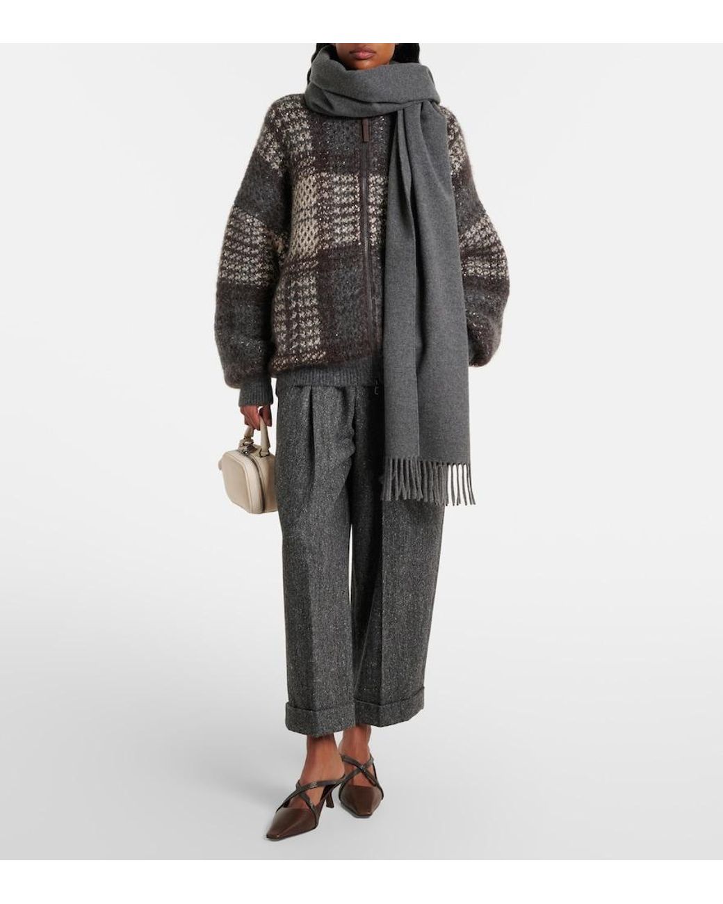 Brunello Cucinelli Gray Cashmere Scarf